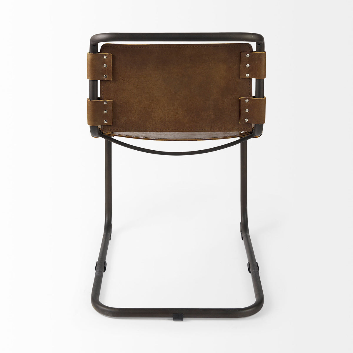 Berbick 33" Total Height Medium Brown Leather w/ Iron Frame Dining Chair | BeBoldFurniture