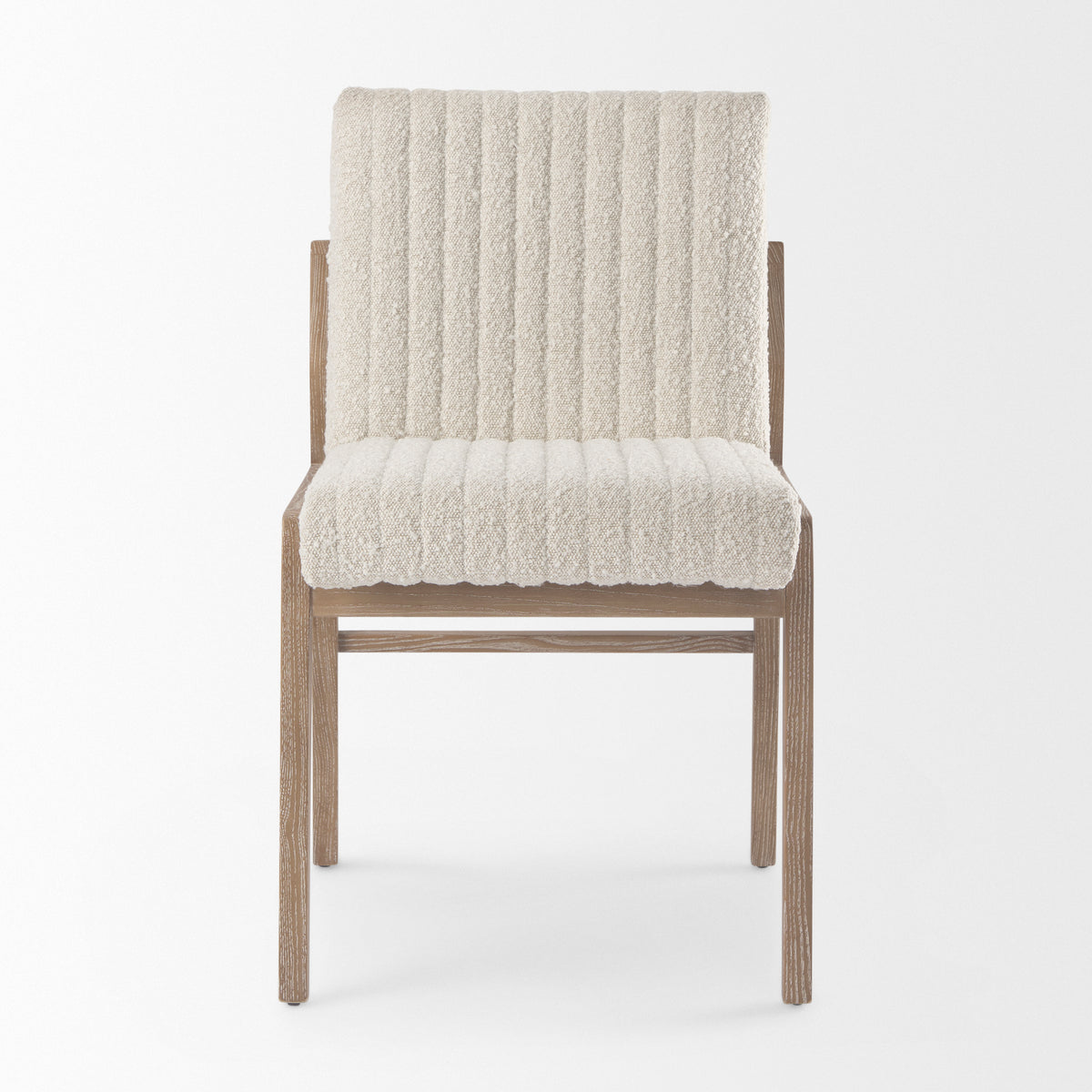 Tahoe Cream Boucle Upholstered and Light Brown Wood Armless Dining Chair | BeBoldFurniture