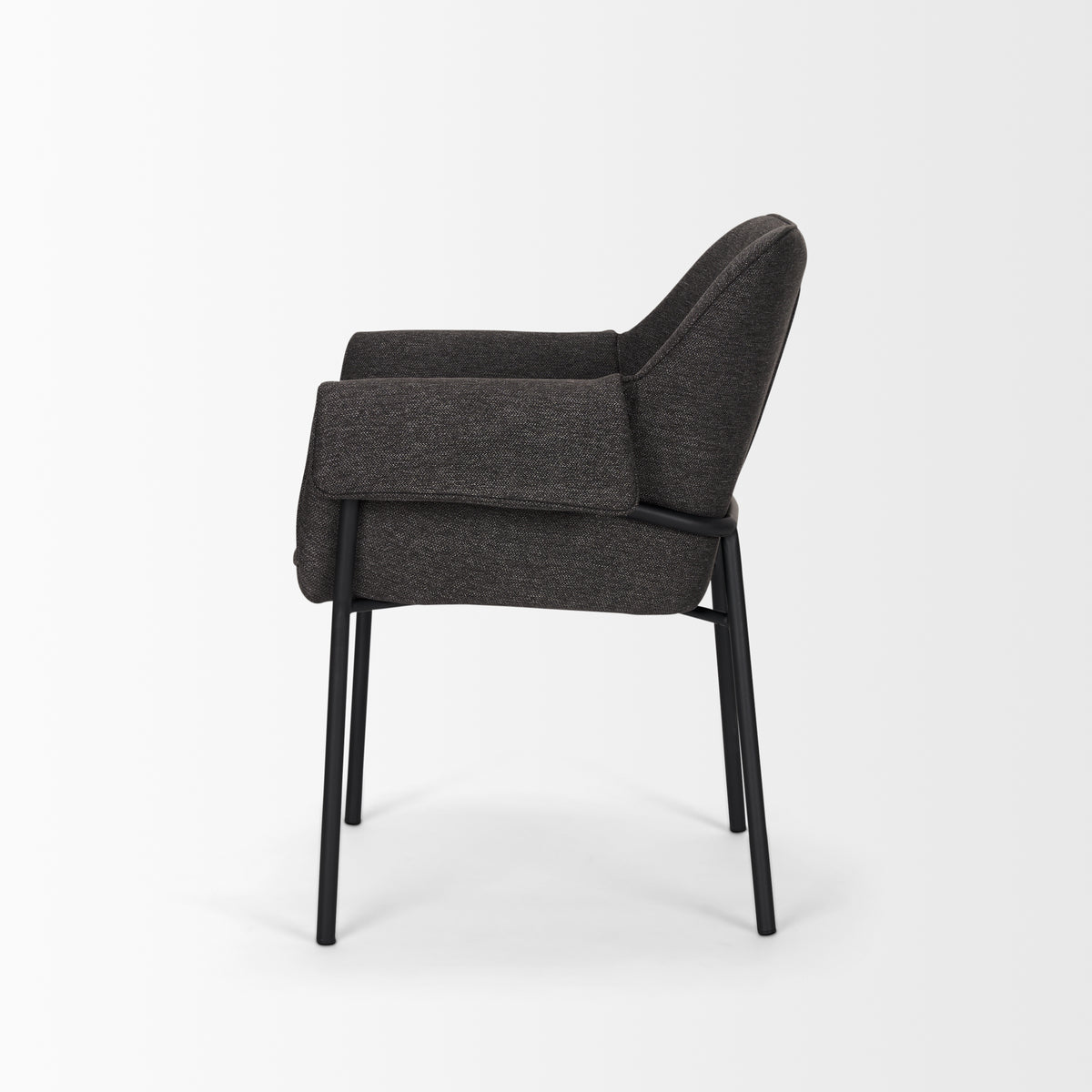 Brently Dining Chair w/ Gray Fabric & Matte Black Metal Legs | BeBoldFurniture