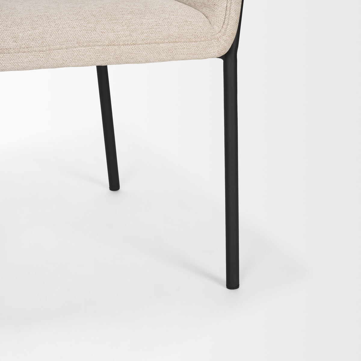Brently Dining Chair w/ Oatmeal Fabric & Matte Black Metal Legs | BeBoldFurniture