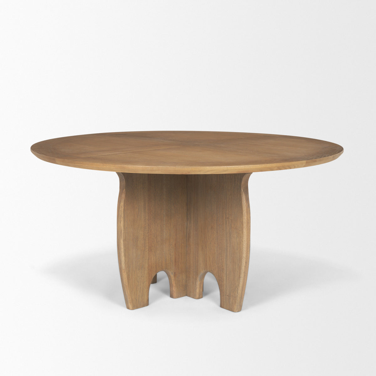 Sonomi Brown Solid Rubber Wood w/ Round Oak Tabletop Dining Table | BeBoldFurniture