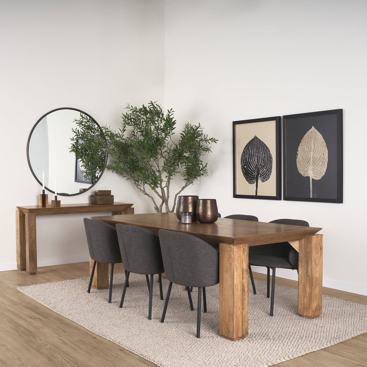 Sapphira Brown Wood Tapered Top Rectangular Dining Table | BeBoldFurniture