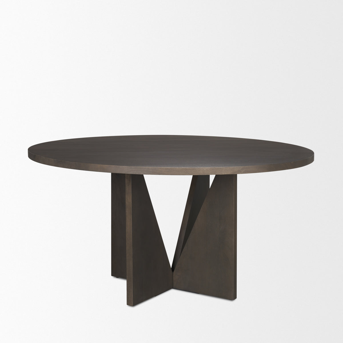 Tarro 60" Round Textured Espresso Wood w/ Geometrical Base Dining Table | BeBoldFurniture