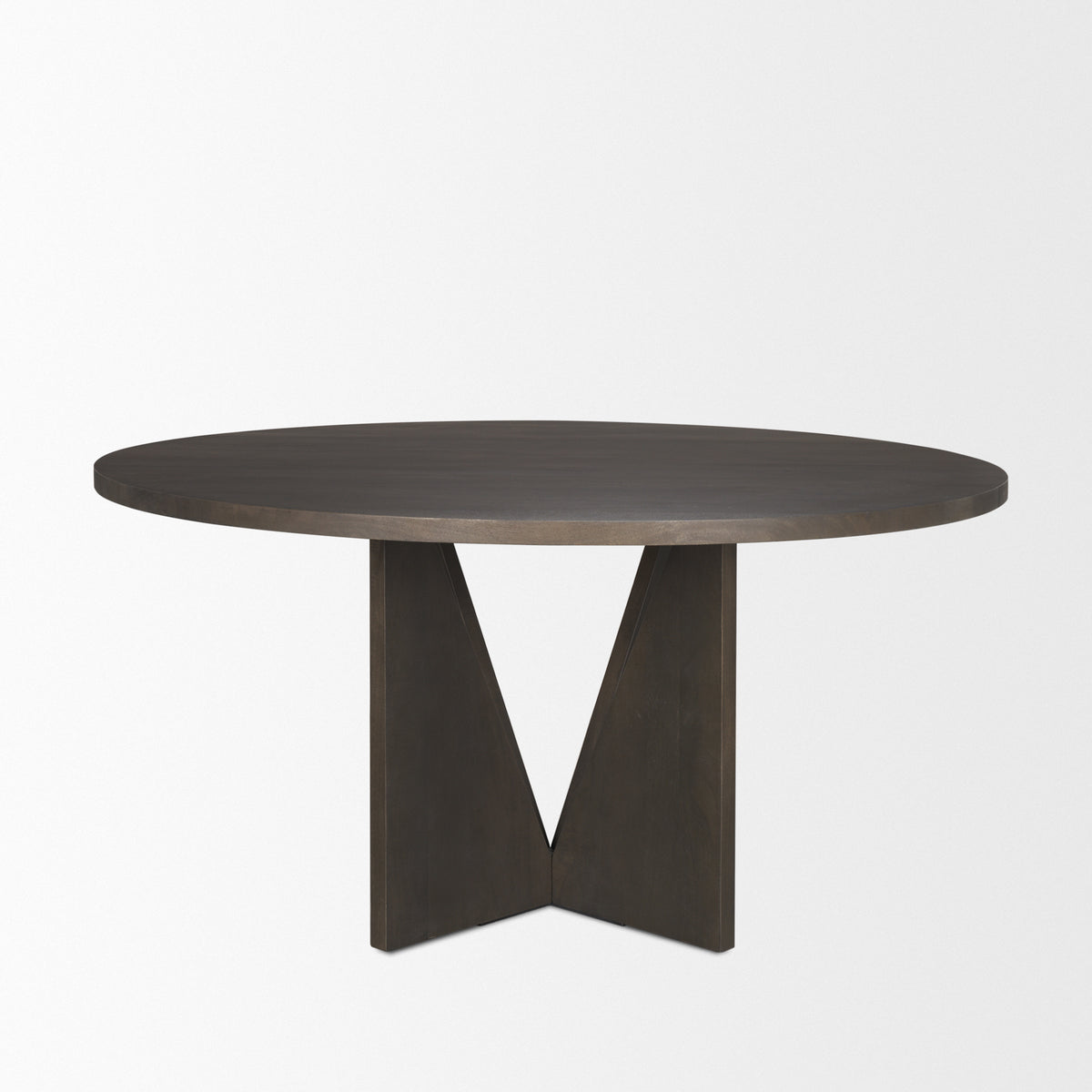 Tarro 60" Round Textured Espresso Wood w/ Geometrical Base Dining Table | BeBoldFurniture