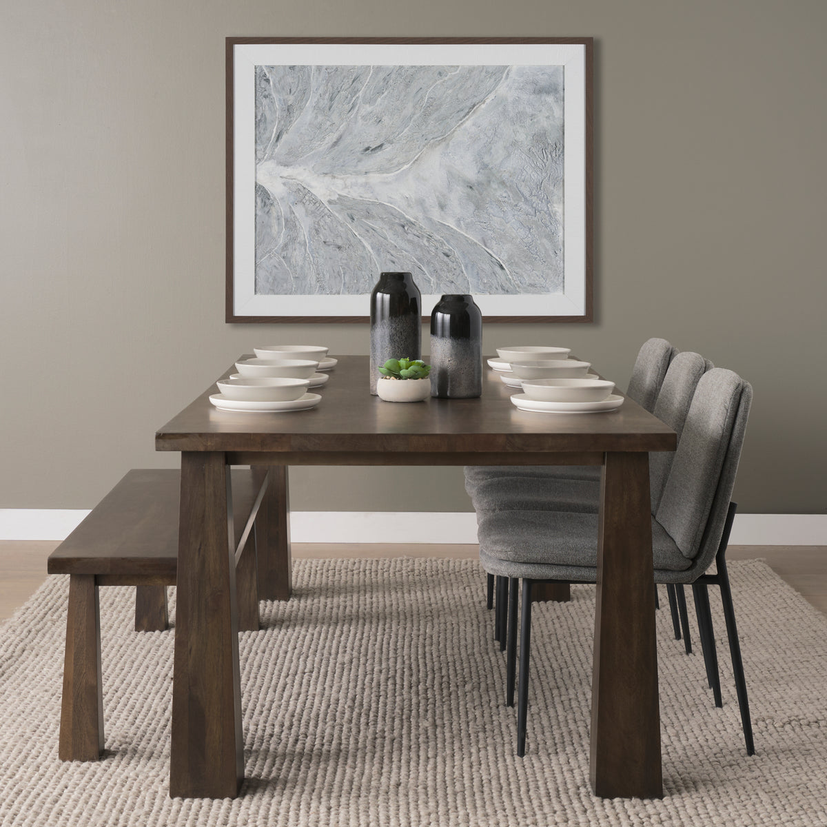 Wolcott Rectangular Dark Brown Solid Wood Dining Table | BeBoldFurniture