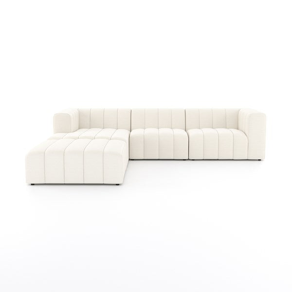 Langham Channeled 3-Piece Sectional Left Chaise With Ottoman Fayette Cloud | BeBoldFurniture
