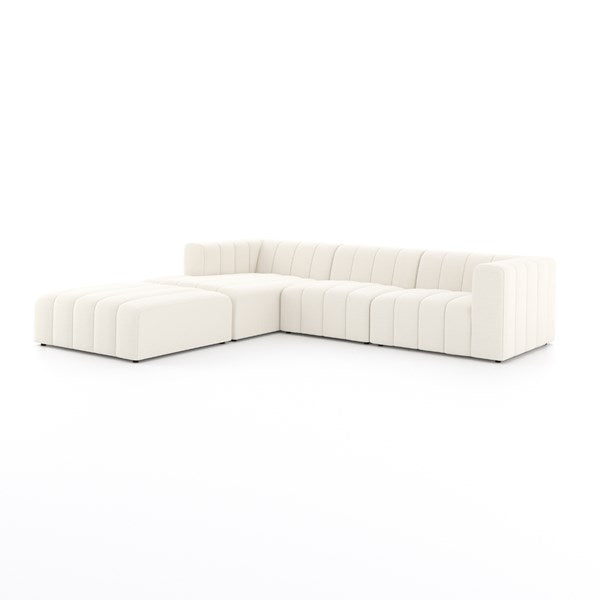 Langham Channeled 3-Piece Sectional Left Chaise With Ottoman Fayette Cloud | BeBoldFurniture 