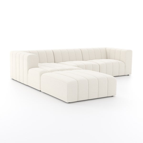 Langham Channeled 3-Piece Sectional Left Chaise With Ottoman Fayette Cloud | BeBoldFurniture