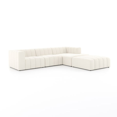 Langham Channeled 3-Piece Sectional Right Chaise With Ottoman Fayette Cloud | BeBoldFurniture 