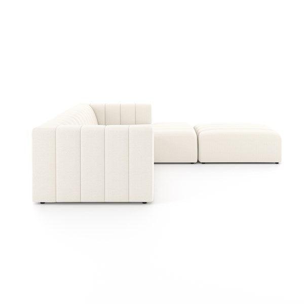 Langham Channeled 3-Piece Sectional Right Chaise With Ottoman Fayette Cloud | BeBoldFurniture