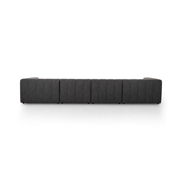 Langham Channeled 4-Piece Sectional Left Chaise Saxon Charcoal | BeBoldFurniture