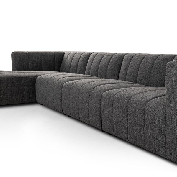 Langham Channeled 4-Piece Sectional Left Chaise Saxon Charcoal | BeBoldFurniture