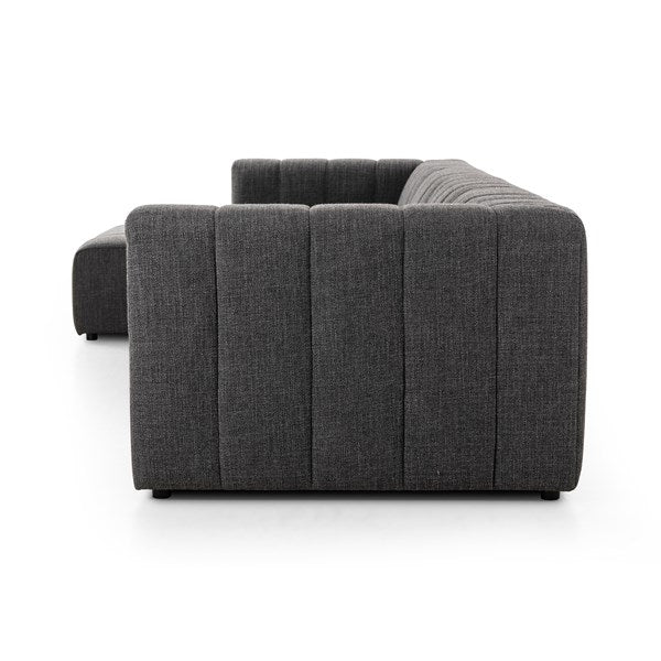 Langham Channeled 4-Piece Sectional Left Chaise Saxon Charcoal | BeBoldFurniture