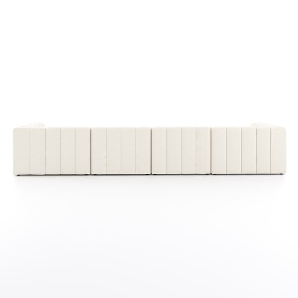 Langham Channeled 4-Piece Sectional Left Chaise With Ottoman Fayette Cloud | BeBoldFurniture