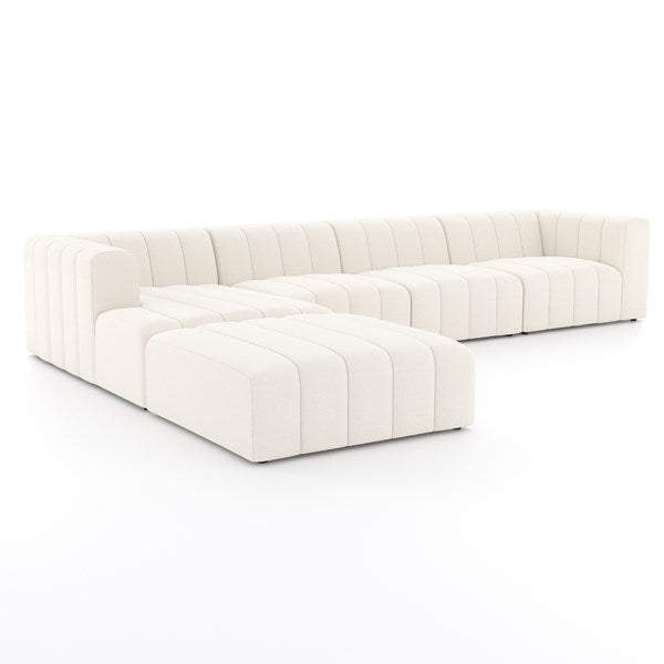 Langham Channeled 4-Piece Sectional Left Chaise With Ottoman Fayette Cloud | BeBoldFurniture 