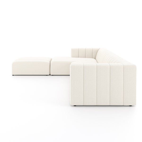 Langham Channeled 4-Piece Sectional Left Chaise With Ottoman Fayette Cloud | BeBoldFurniture