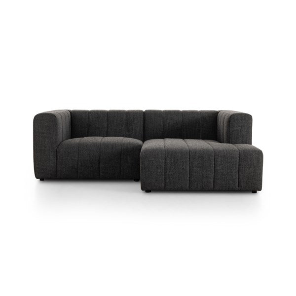 Langham Channeled 2-Piece Sectional Right Arm Facing Saxon Charcoal | BeBoldFurniture