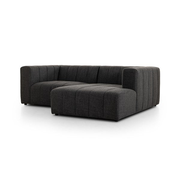 Langham Channeled 2-Piece Sectional Right Arm Facing Saxon Charcoal | BeBoldFurniture 