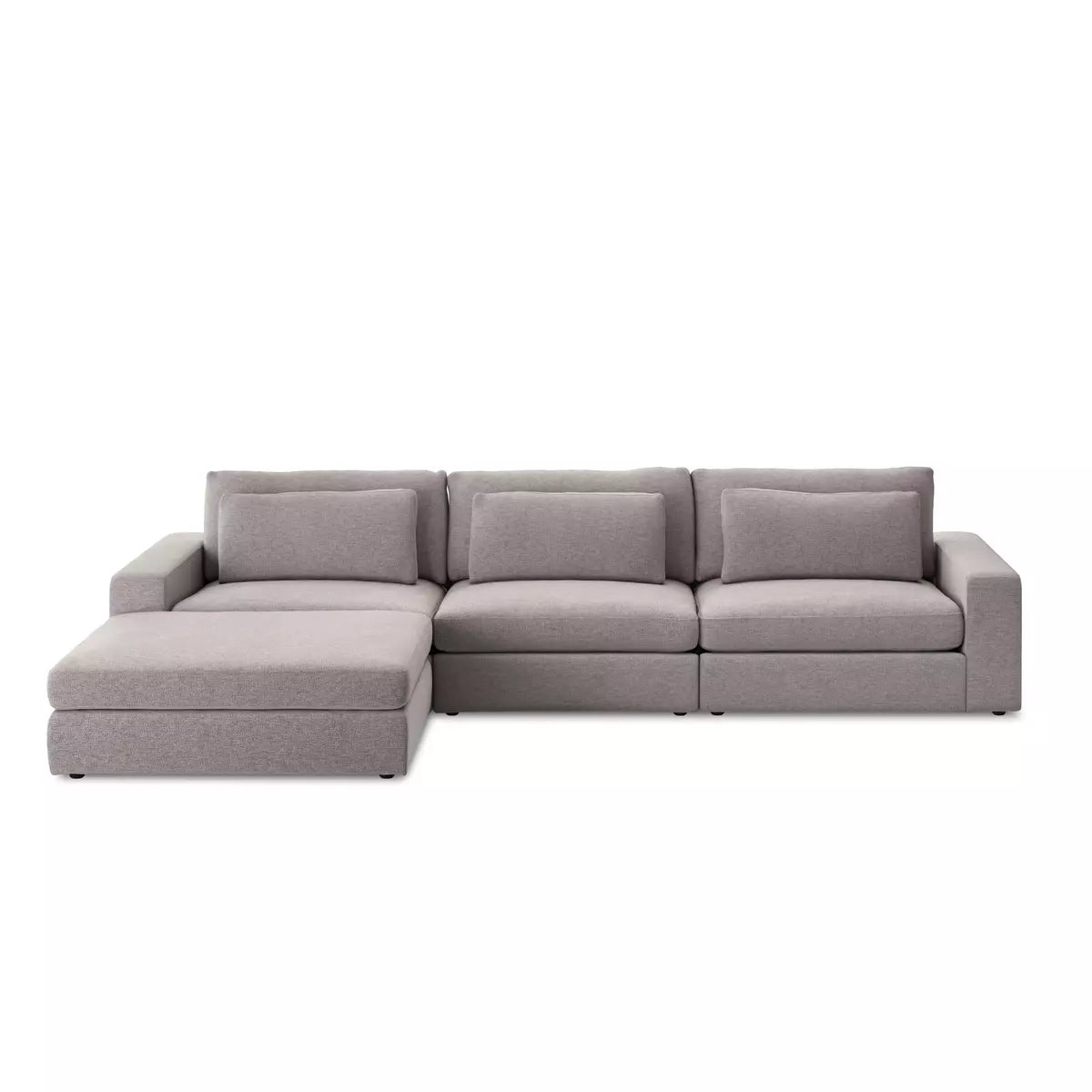 Bloor 3-Piece Sectional W/ Ottoman Chess Pewter | BeBoldFurniture