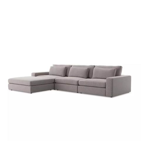 Bloor 3-Piece Sectional W/ Ottoman Chess Pewter  | BeBoldFurniture