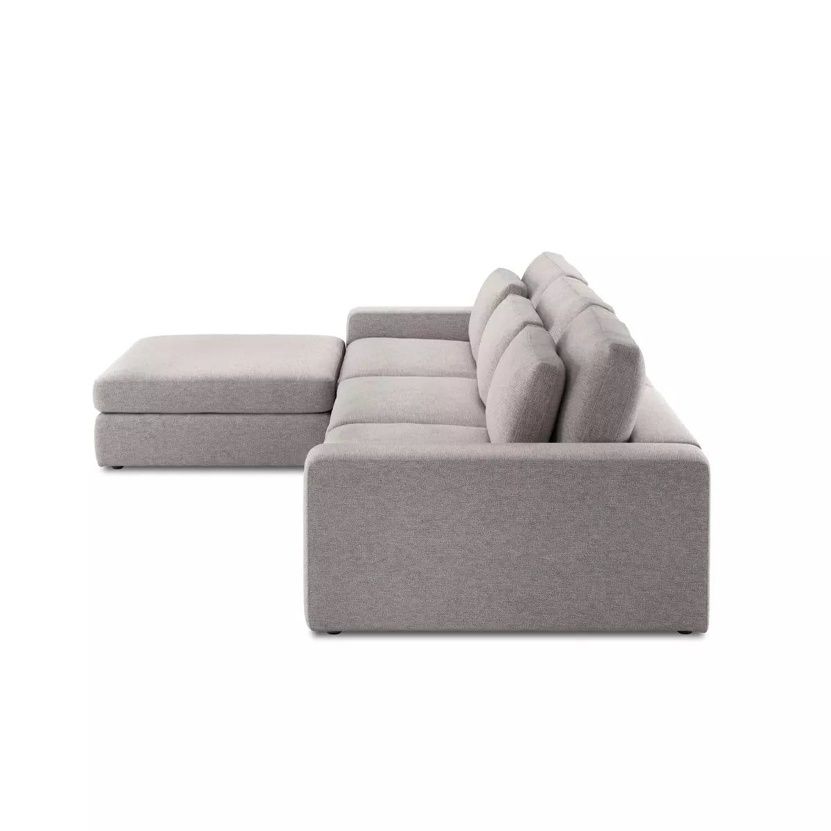 Bloor 3-Piece Sectional W/ Ottoman Chess Pewter | BeBoldFurniture