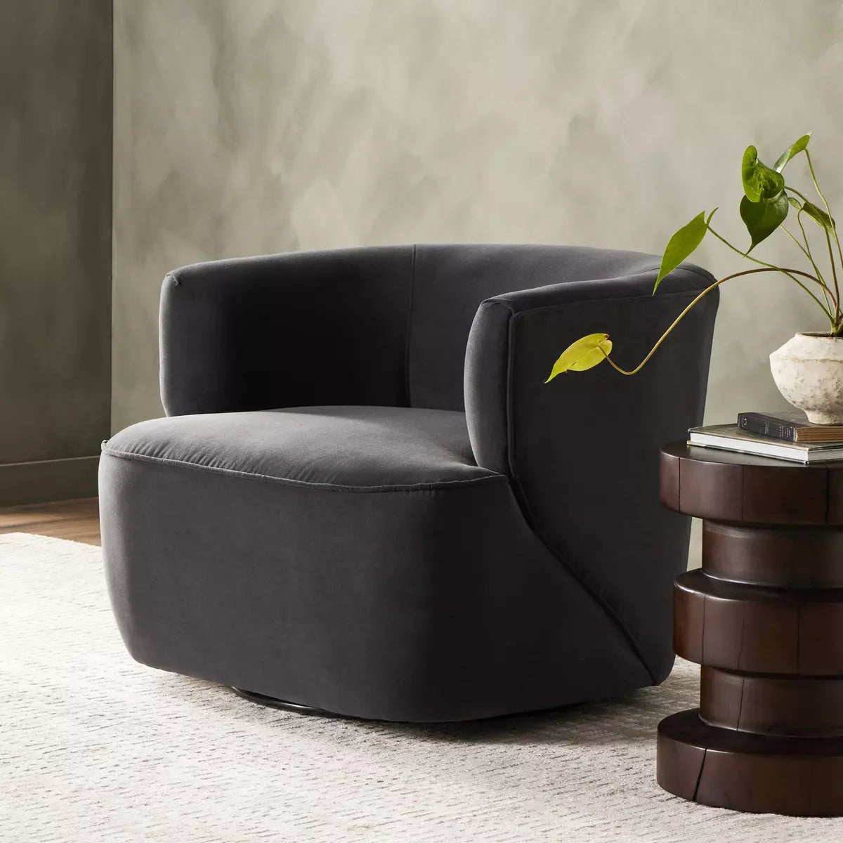 Mila Swivel Chair Henry Charcoal | BeBoldFurniture