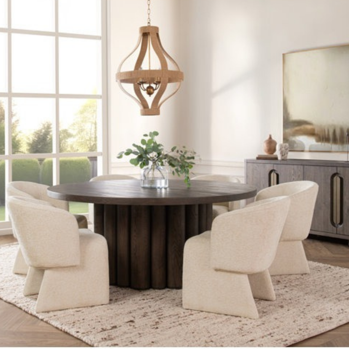 Tiber Round Dining Table Toasted Brown in Houston | BeBoldFurniture