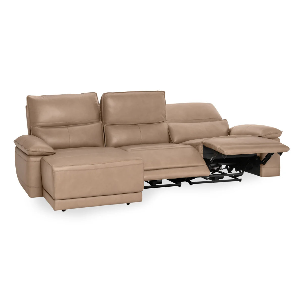 Branford Leather Power Recliner Sectional w/LAF Chaise | BeBoldFurniture