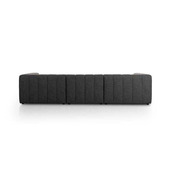 Langham Channeled 3-Piece Sectional Right Chaise Saxon Charcoal | BeBoldFurniture