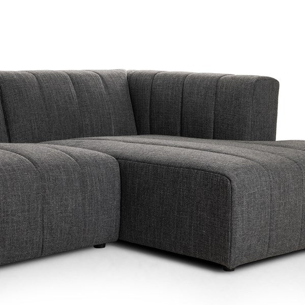 Langham Channeled 3-Piece Sectional Right Chaise Saxon Charcoal | BeBoldFurniture