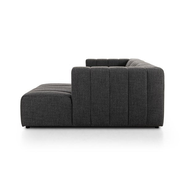 Langham Channeled 3-Piece Sectional Right Chaise Saxon Charcoal | BeBoldFurniture