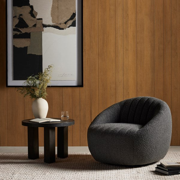 Audie Swivel Chair Knoll Charcoal | BeBoldFurniture