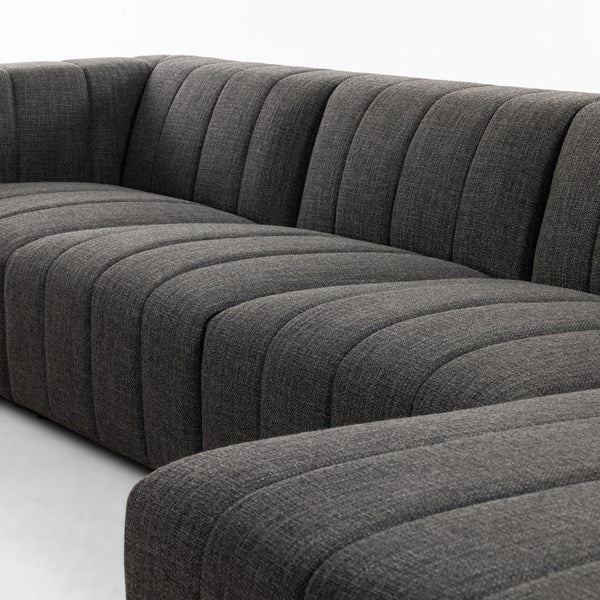 Langham Channeled 4-Piece Sectional Right Chaise Saxon Charcoal | BeBoldFurniture