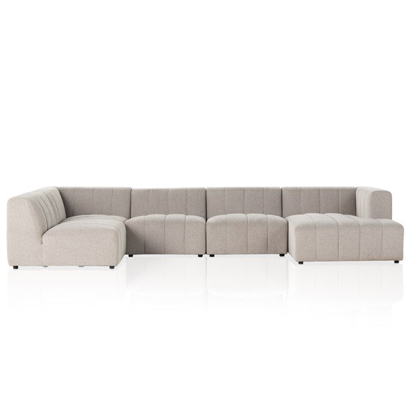 Langham Channeled 5-Piece Sectional Right Chaise Napa Sandstone | BeBoldFurniture