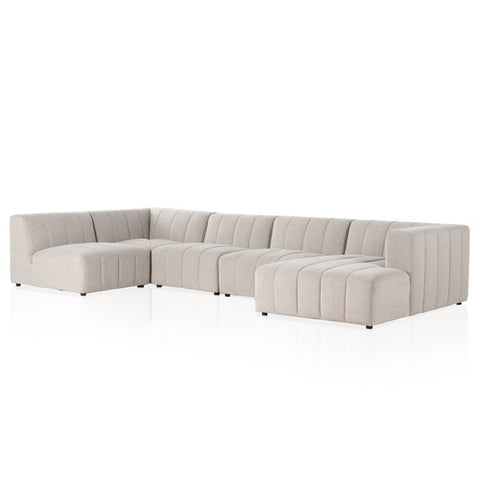 Langham Channeled 5-Piece Sectional Right Chaise Napa Sandstone | BeBoldFurniture 