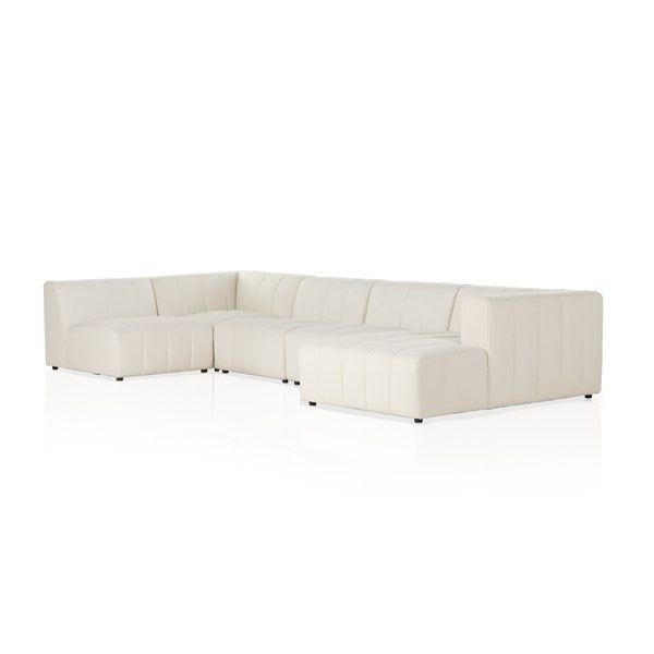 Langham Channeled 5-Piece Sectional Right Chaise Fayette Cloud | BeBoldFurniture 