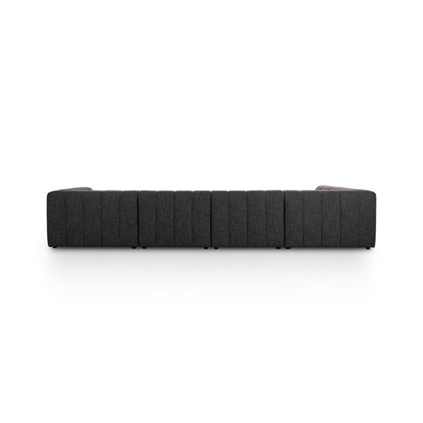 Langham Channeled 5-Piece Sectional Right Chaise Saxon Charcoal | BeBoldFurniture