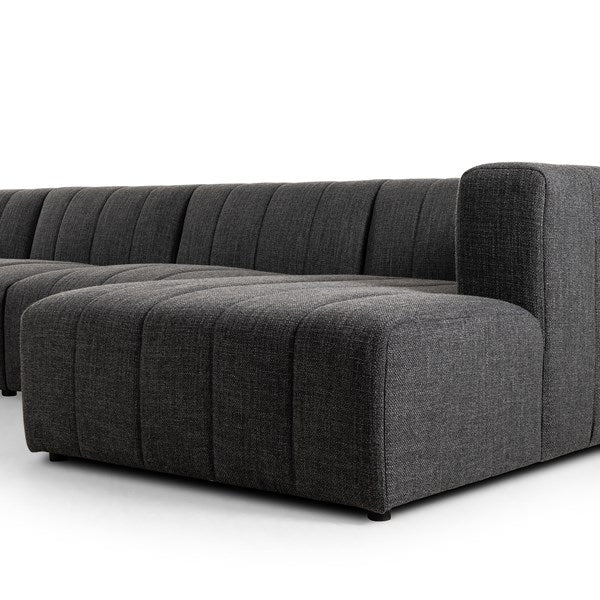 Langham Channeled 5-Piece Sectional Right Chaise Saxon Charcoal | BeBoldFurniture