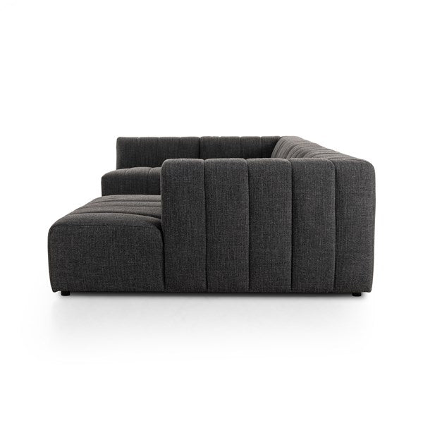 Langham Channeled 5-Piece Sectional Right Chaise Saxon Charcoal | BeBoldFurniture