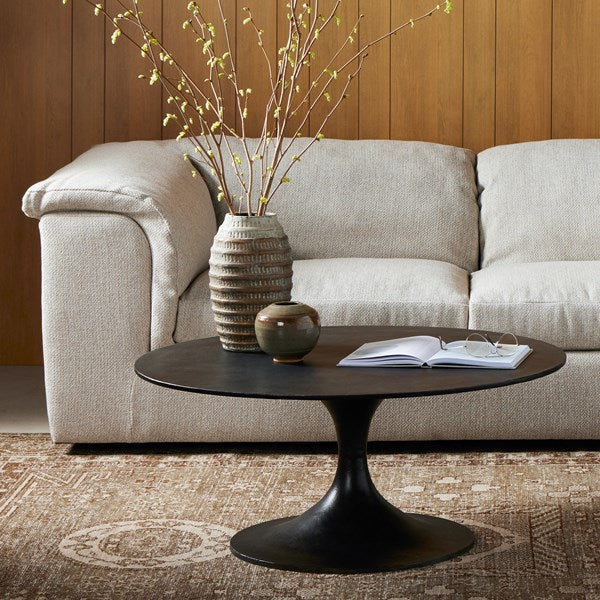 Simone Round Coffee Table Raw Black | BeBoldFurniture