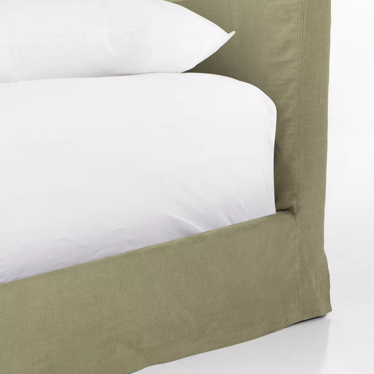 Daphne Slipcover Bed Brussels Khaki King | BeBoldFurniture