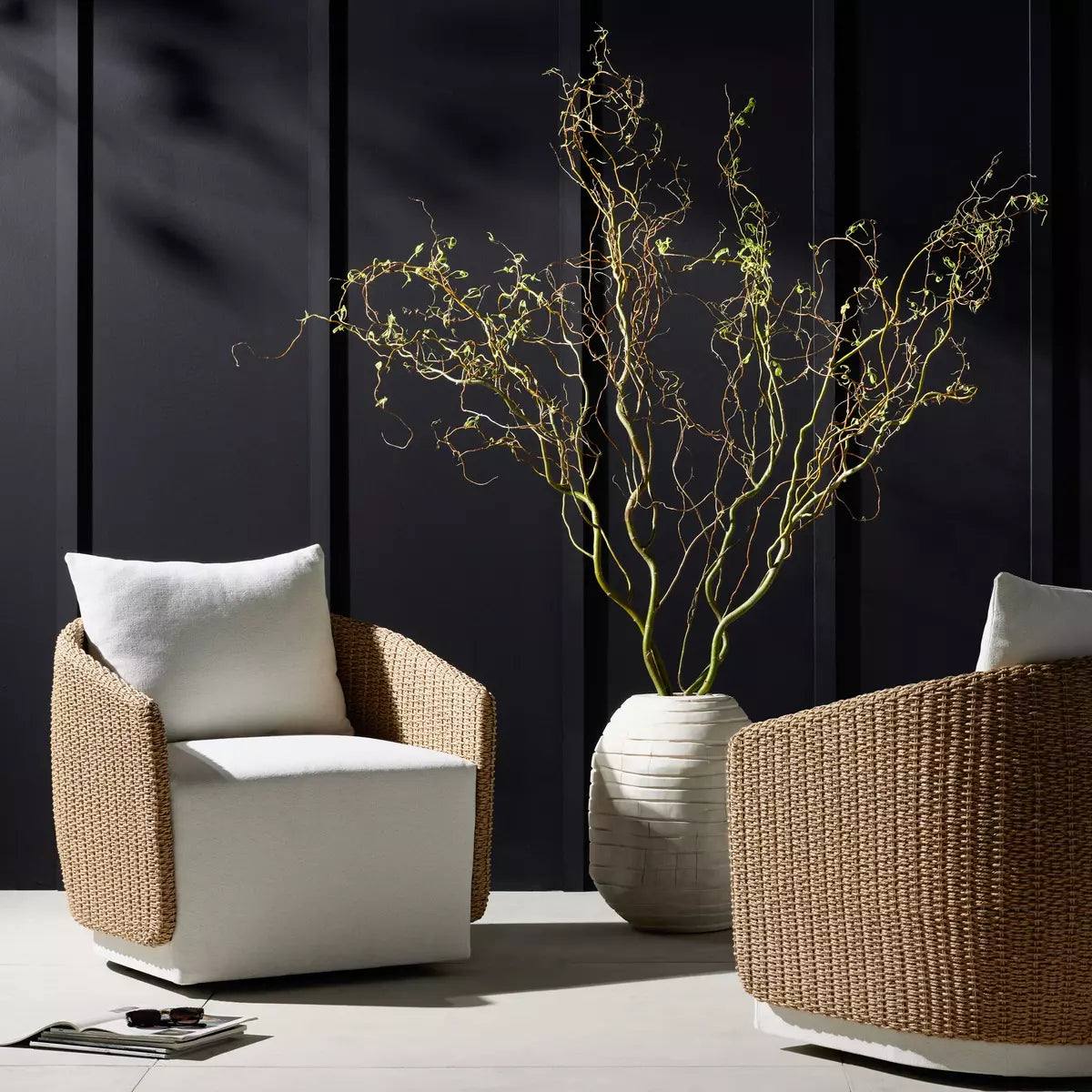 Maven Outdoor Swivel Chair Faux Hyacinth | BeBoldFurniture