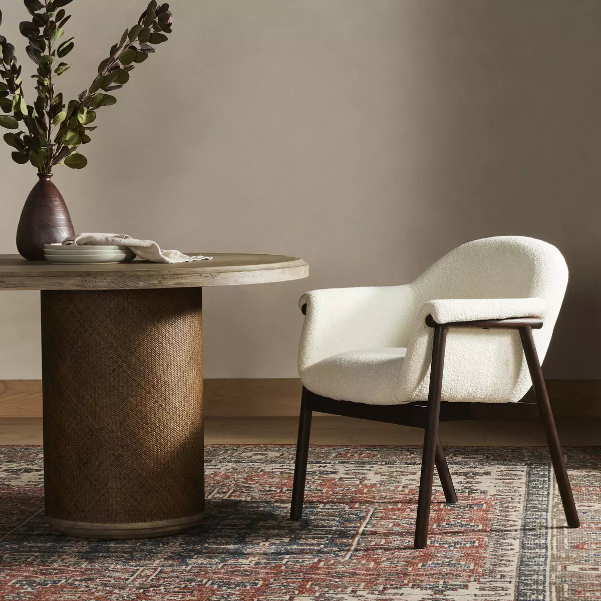 Sora Dining Armchair Fiqa Boucle Cream | BeBoldFurniture