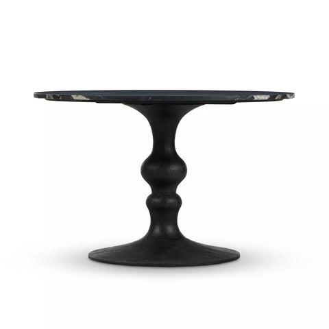 Kestrel Round Dining Table Dark Anthracite W/ Black Marble  | BeBoldFurniture