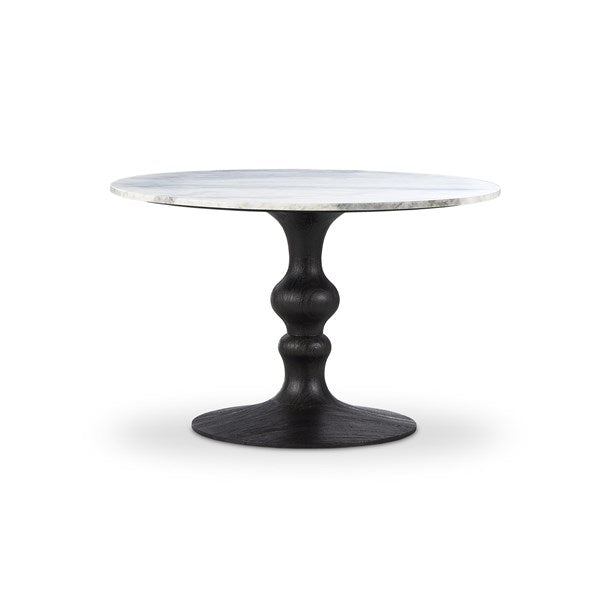 Kestrel Round Dining Table Dark Anthracite W/ White Marble | BeBoldFurniture