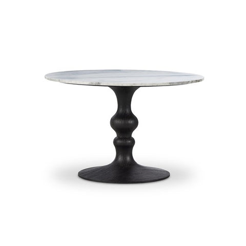 Kestrel Round Dining Table Dark Anthracite W/ White Marble | BeBoldFurniture 