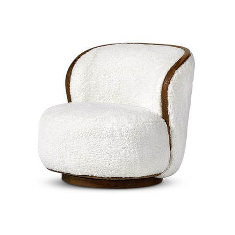 Kittridge Swivel Chair Ivory Angora | BeBoldFurniture 