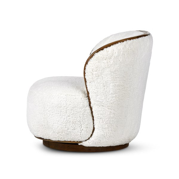 Kittridge Swivel Chair Ivory Angora | BeBoldFurniture