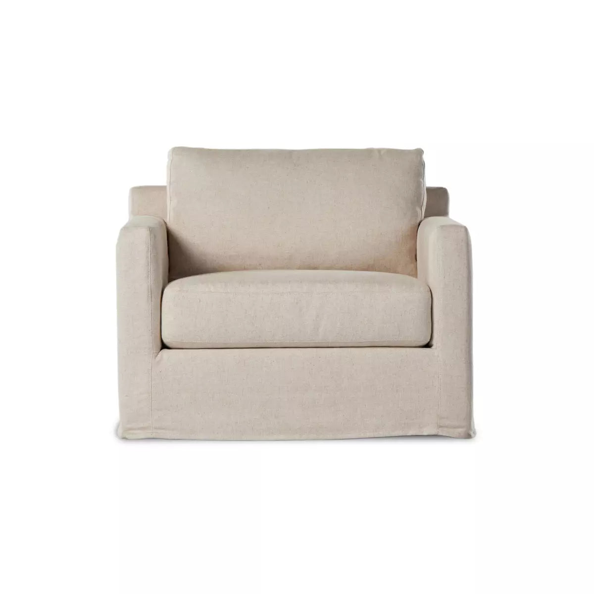 Hampton Slipcover Swivel Chair Creme | BeBoldFurniture