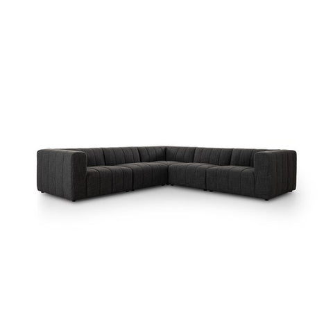 Langham Channeled 5-Piece Sectional Right Chaise Saxon Charcoal | BeBoldFurniture 